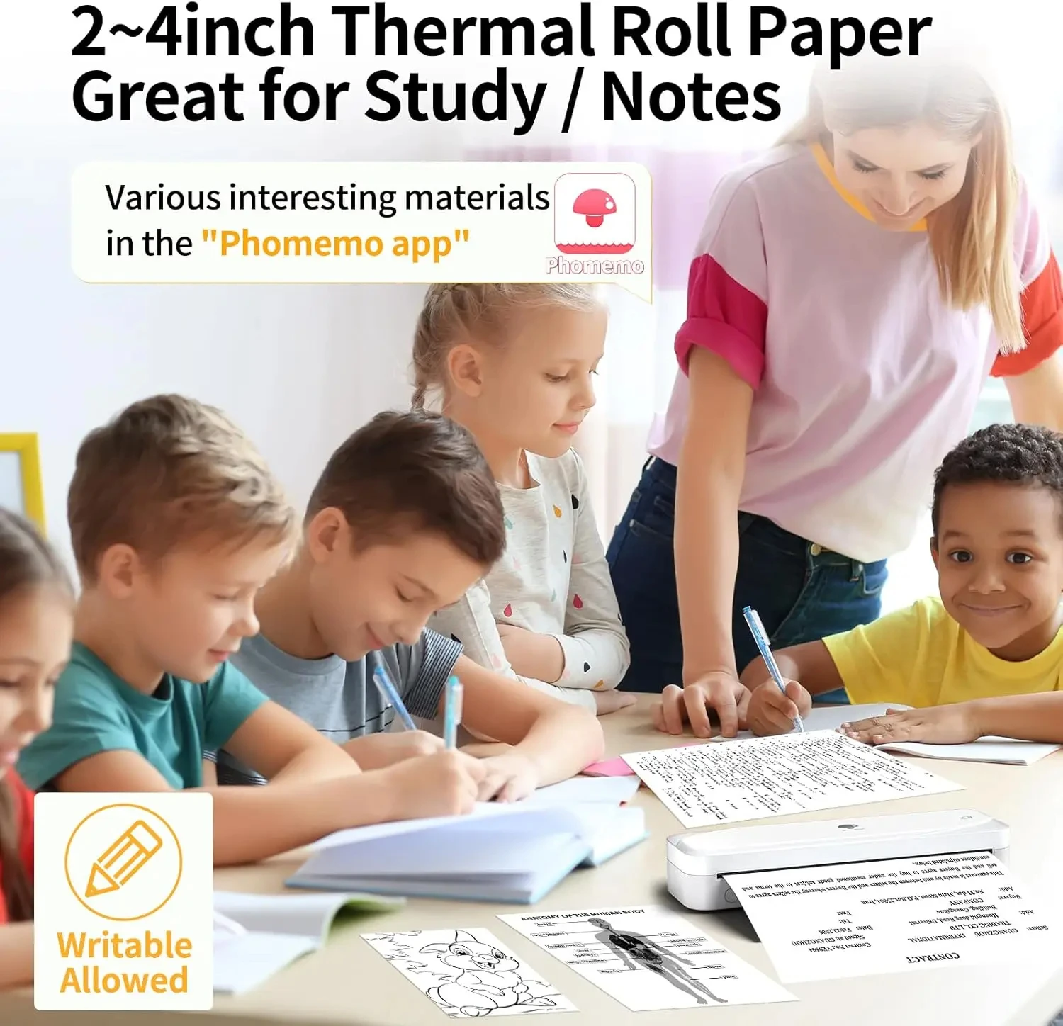 Thermal Paper for T02 Mini Printer 53mm 2" Size Non-Adhesive for T02 M832 M833 M834 Portable Printer