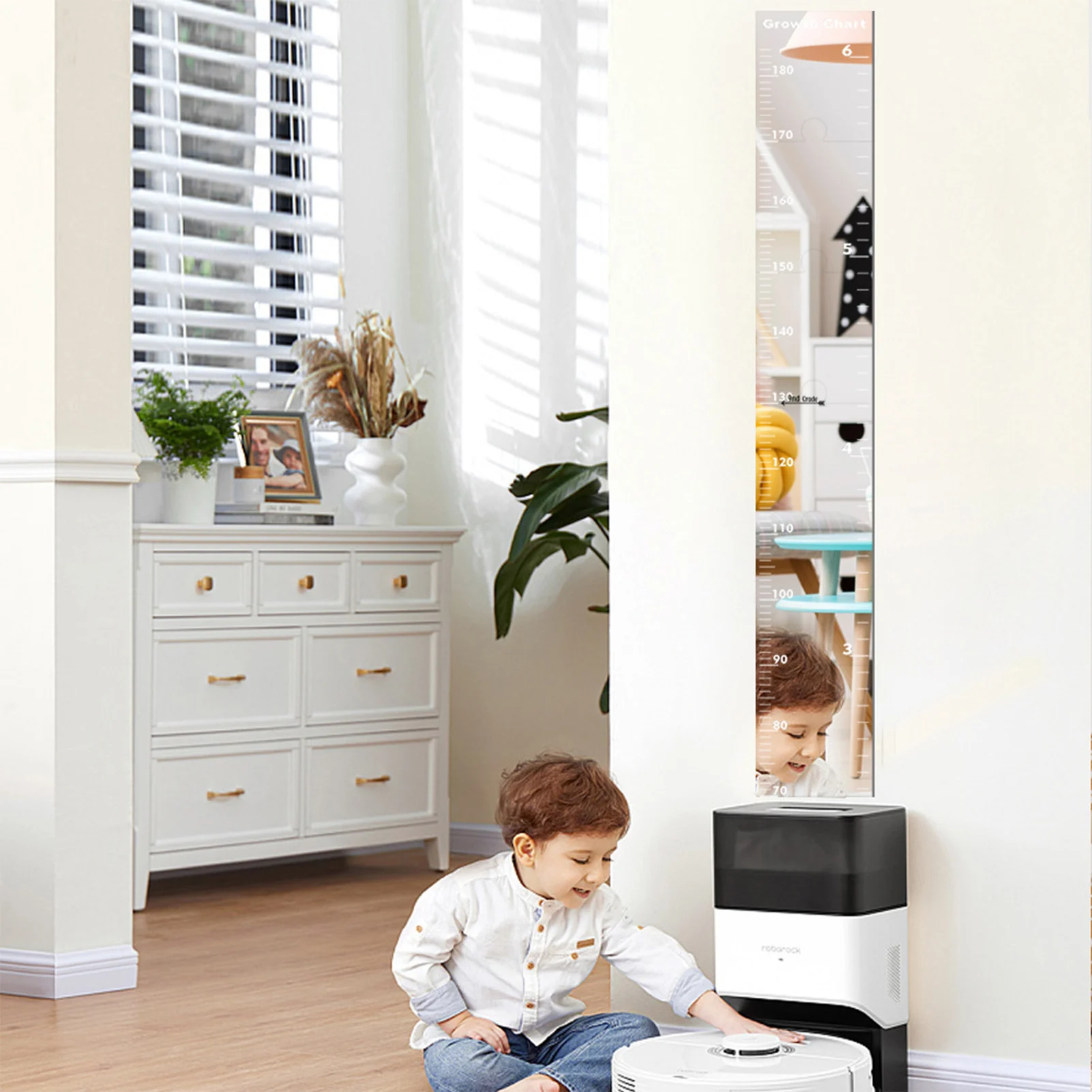 Wall Puzzle Mirror Height Chart Acrylic Height Measurement Ruler for Children's Room Wall Decor