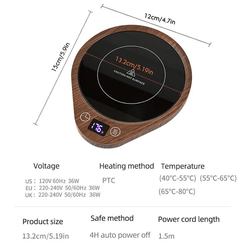 110V/220V Cup Heater Coffee Mug Warmer Hot Tea Makers Electric Hot Plate Heating Pad 3 Gear Warmer Coaster Thermal Mug Heater 6