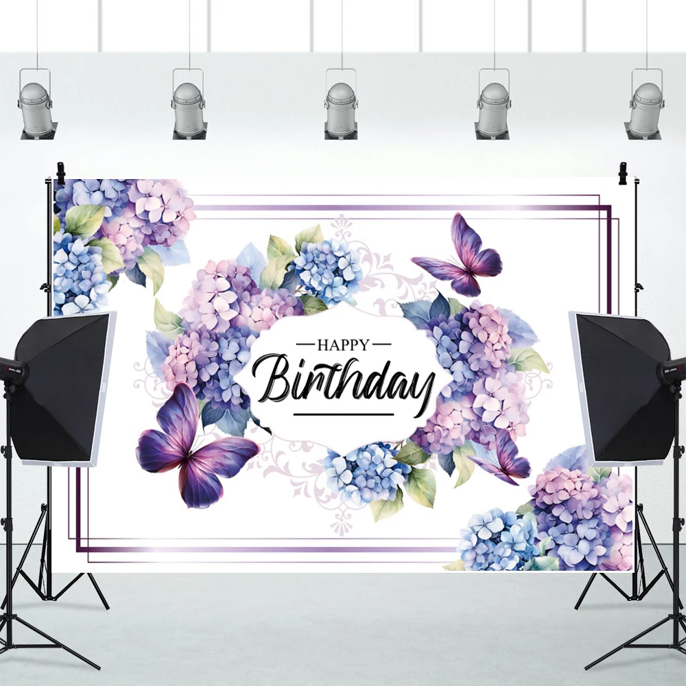 아름다운 나비 꽃 사진 배경 달콤한  소녀 생일 축하 베이비 샤워 황금 점 장식 배경 배너