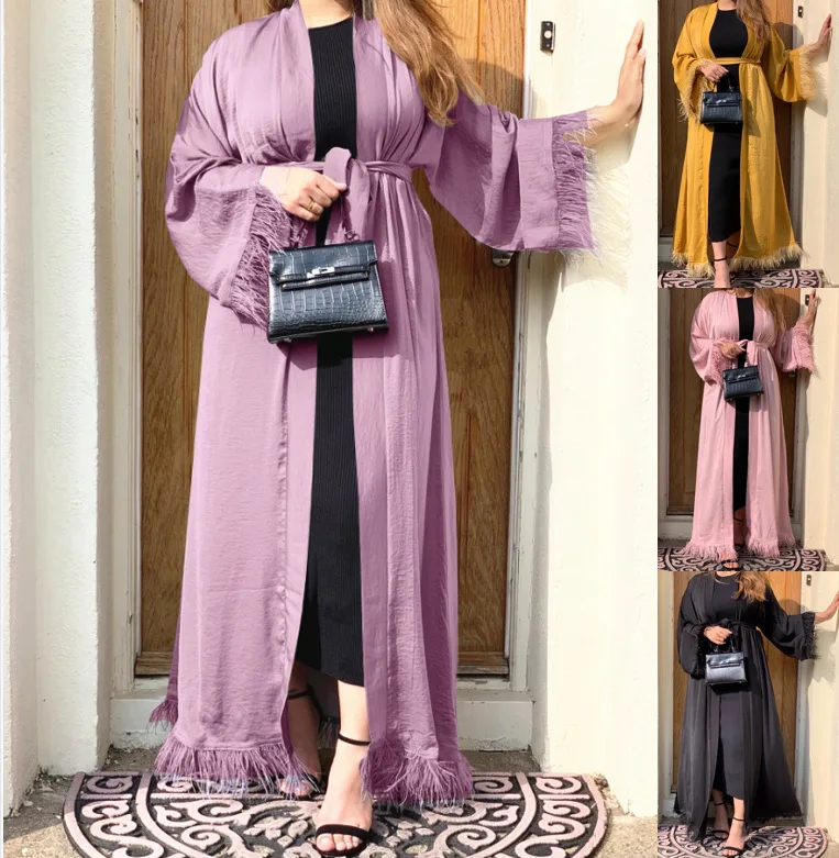 

Dubai Cardigan lace gown dress elegant summer open abaya dress robe femme musulmane abendkleider elegant für hochzeit