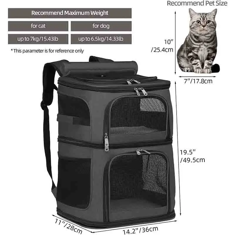 Double Layer Cat Carrier Backpack Removable Cat Bag 2 Cats Collapsible Pet Carrier Small Medium Cats Dogs Puppies 7kg pet carrier backpack pet bag pet carrier bag