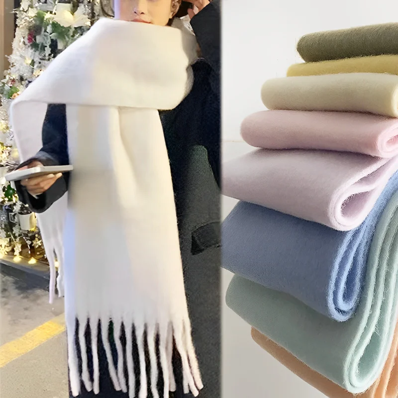 Winter Cashmere Scarf Women Thick Warm Colors Scarf Winter Shawl and Wrap Bandana Pashmina Tassel Female Foulard Thick Blanket