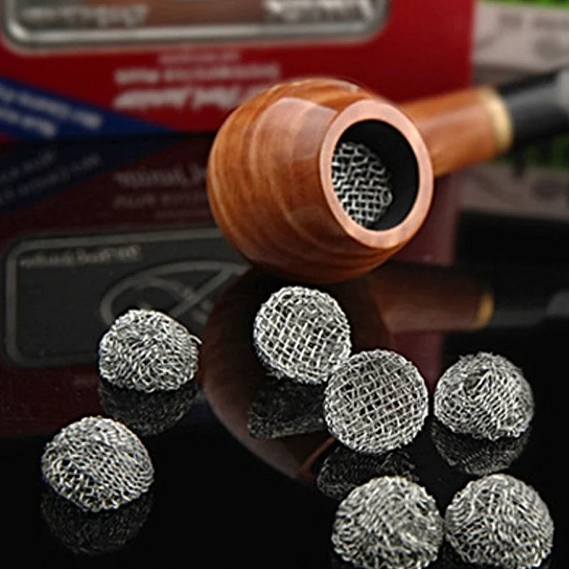 Smoking Pipe Filters 10PCS Tobacco Pipe Network of Fire Pipe Filter Cleaner Tools Metal Combustion Network Smoking Accessories 13-20mm