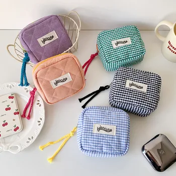 Elegante mini custodia per rossetto scozzese con scomparto Borsa per trucco portatile per portamonete da viaggio per ragazze da donna in poliestere inodore