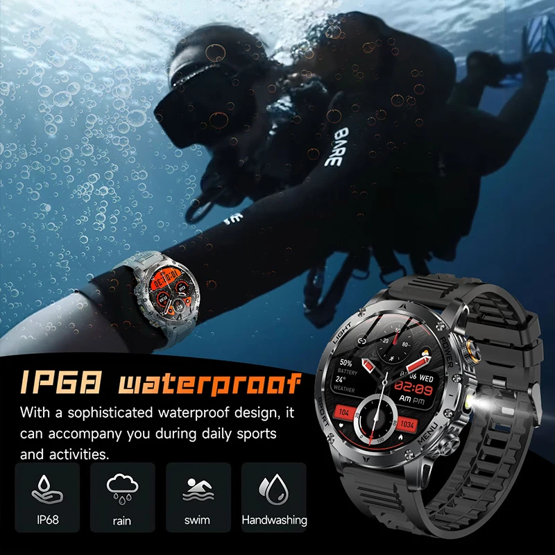 2025 New TREX 3 Military 1000mAh Battery GPS Smart Watch Men AMOLED Outdoor Fitness Flashlight 3ATM Waterproof Sport Smartwatch