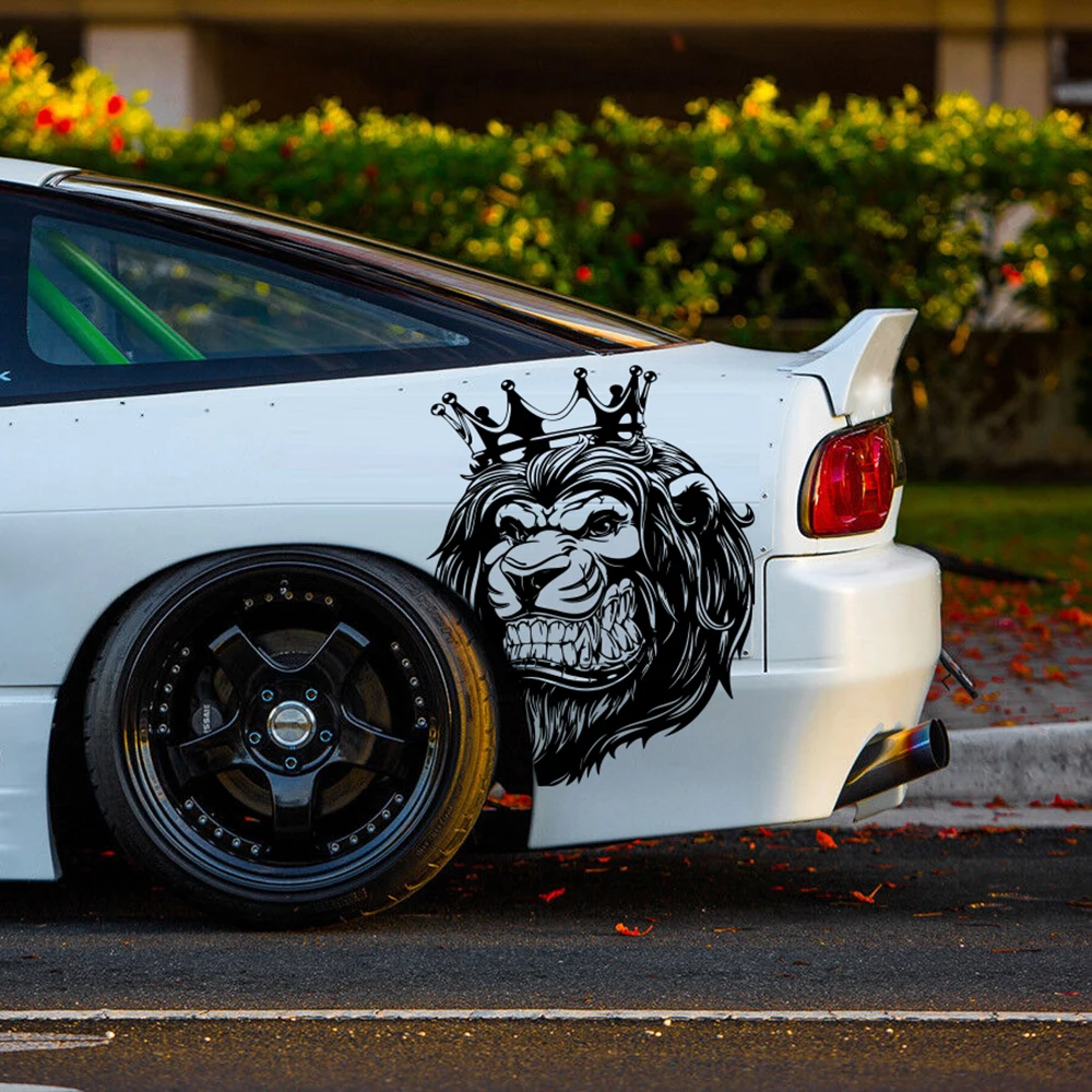 

Cartoon King of The Jungle Lion Crown Car Sticker Decal for Hood Windshield Door Body Side 4x4 Offroad Truck Auot Vehicle Vinyl