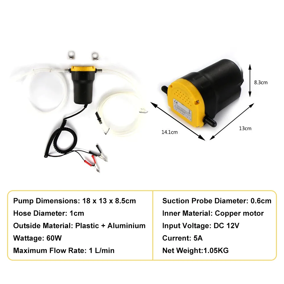 Pompa Elettrica 12V per Olio Motore Auto, Estrattore Carburante Diesel, Pompa di Trasferimento con Kit Tubo per Barche e Moto - Image 3