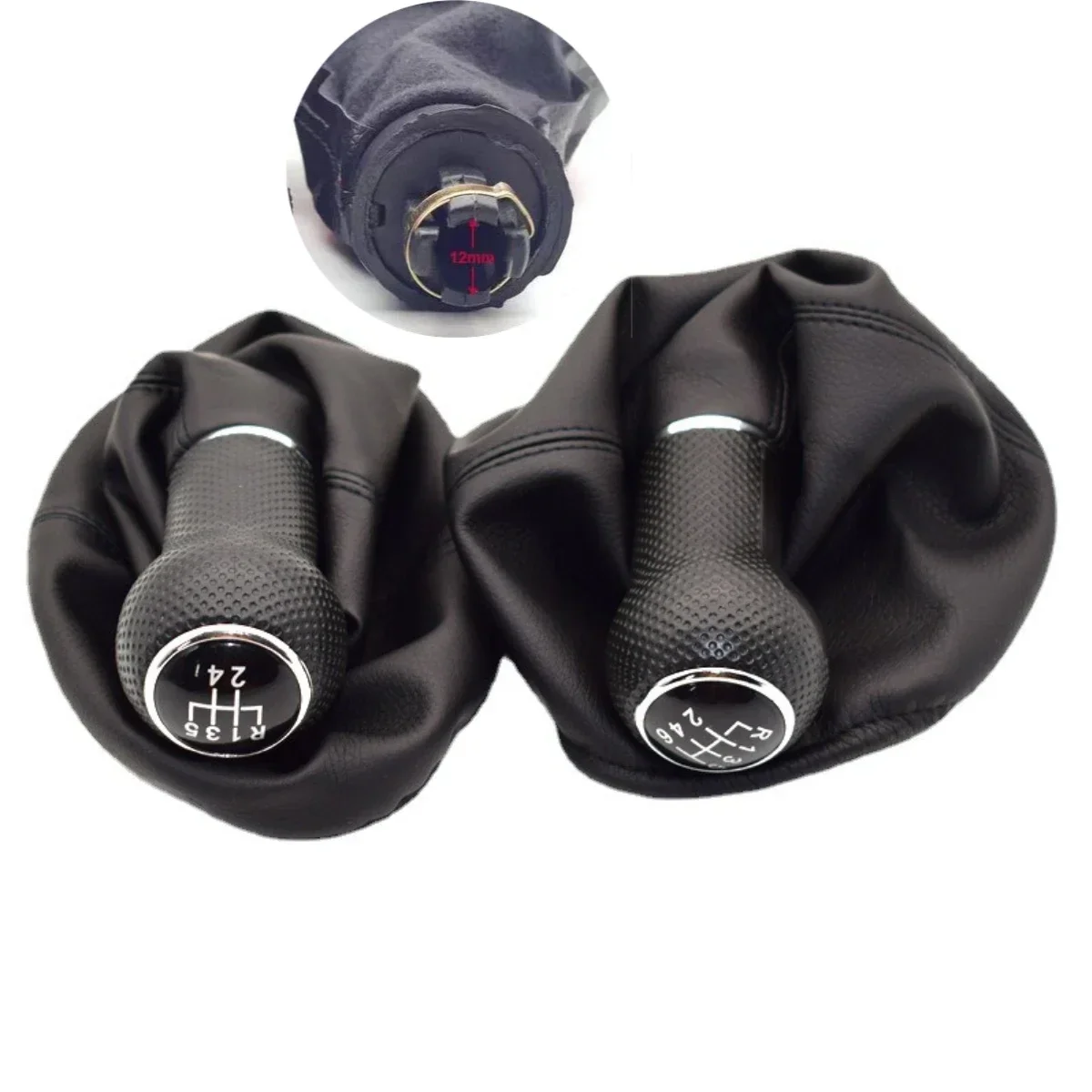 Aerzetix - C58498 - schakelmanchet - geschikt voor Seat Ibiza 6L vanaf 2002 tot 2008 - kleur: zwart - kunstleer