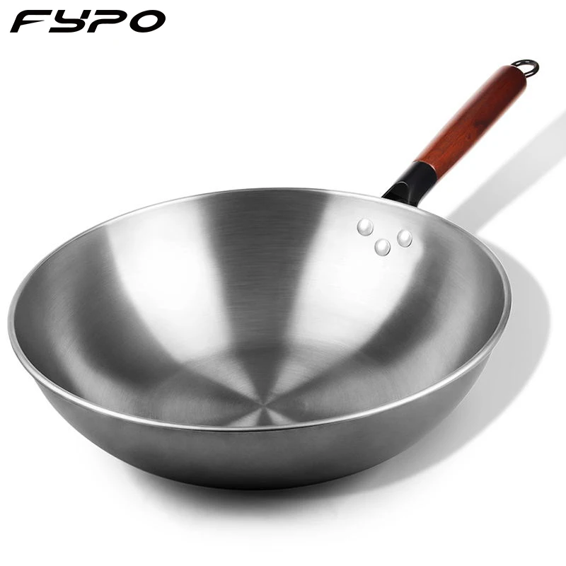 Iron Wok 30/32CM Traditional Handmade Non-coating Pan For Electromagnetic Furnace