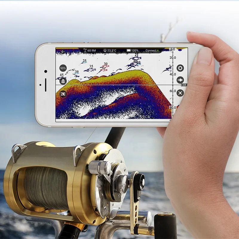 Depth 0.6m-40m 125KHz Sonar Gps Fish Finder Deeper Pro For Boat Fishing