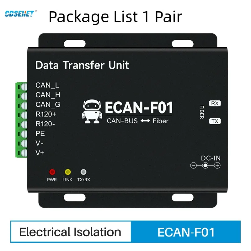 CAN To Fiber Optic Wireless Transceiver CDSENET ECAN-F01 CANBUS Long Distance 20km Baud Rate 5k-1M High Speed Data Conversion high quality usb programming cable fit for hytera pd680 pd660 pd600 x1p pdc550 mobile transceiver data cable