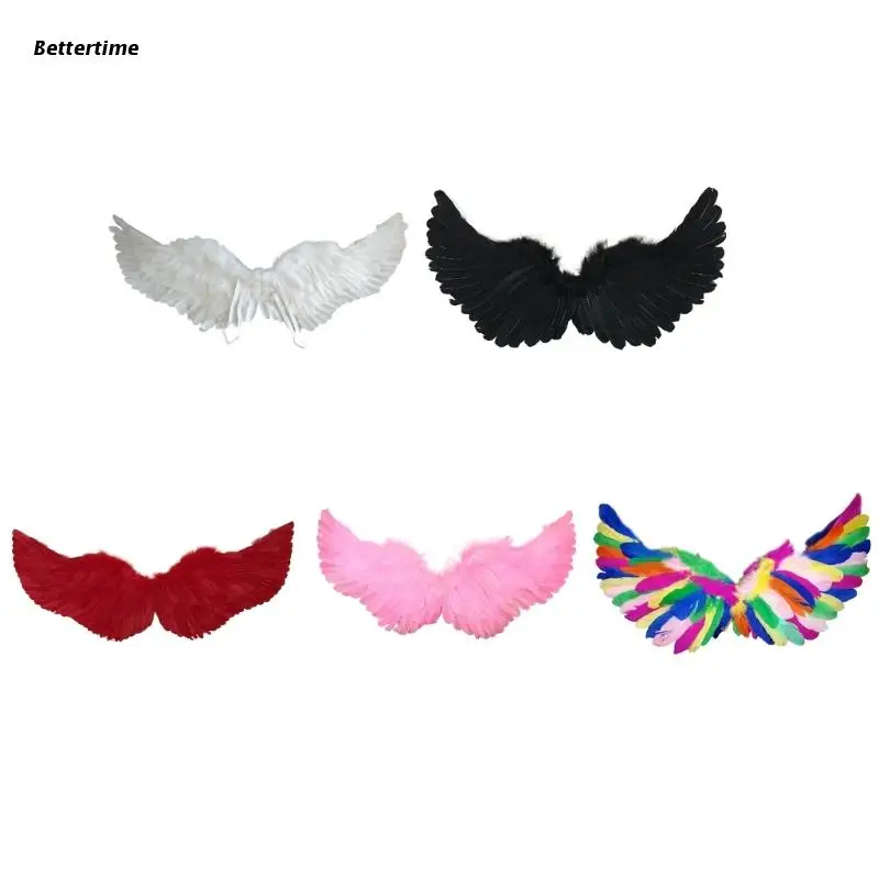 

Feather Angel Wings Halloween Cosplay Wings Costumes Stage Performance Angel Costume Accessories with Elastic Straps