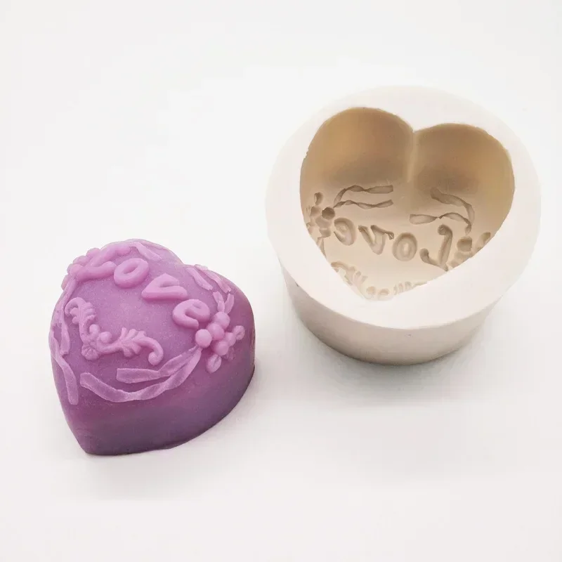3D Silicone Soap Mold Diy Love Heart Rose Flower Chocolate Cake Decoration Baking Tools Handmade Clay Plaster Candle Making Kit