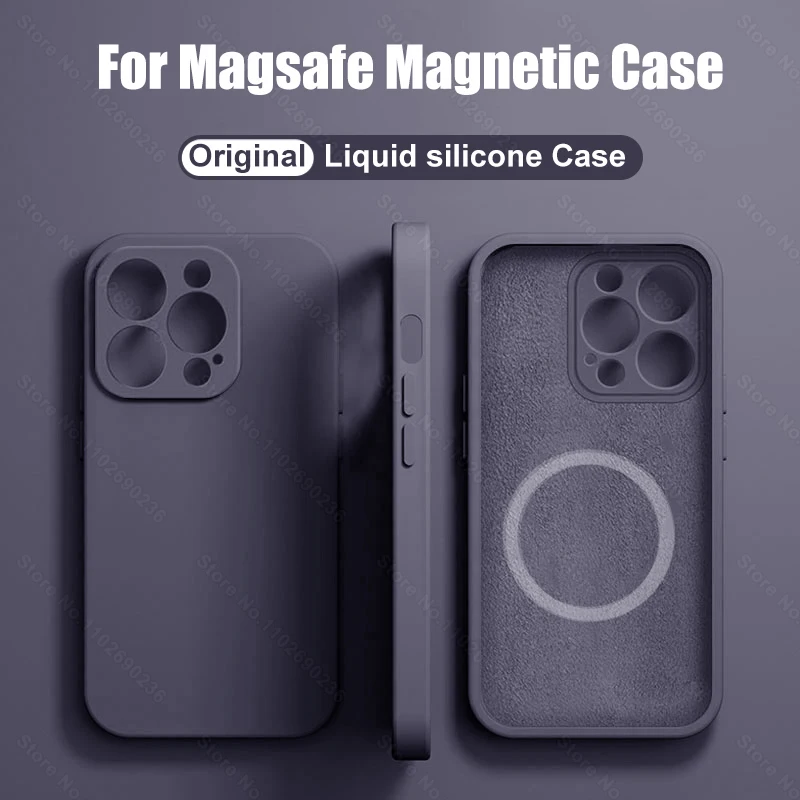 Original Liquid Silicone For Magsafe Magnetic Case For iPhone 15 14 13 12 11 Pro Max 15 Plus Accessories Wireless Charge Cover 1