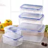 Sealed Rectangular Refrigerator Storage Box with Lid Plastic Trasparent Crisper Food Containers Stackable Microw 1