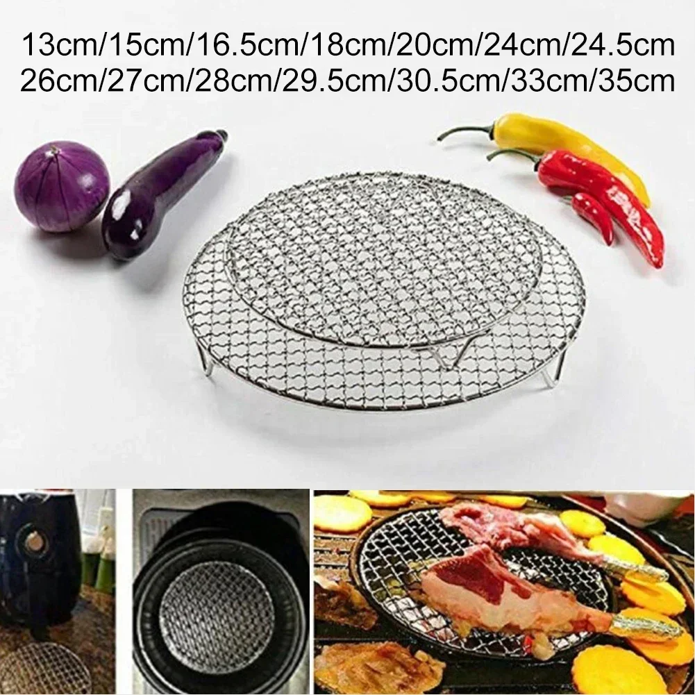 Round Cooling Baking Rack Versatile 201 Stainless Steel Wire Oven Grill Sheet For Barbecue Grilling Baking Drying BBQ Accessory
