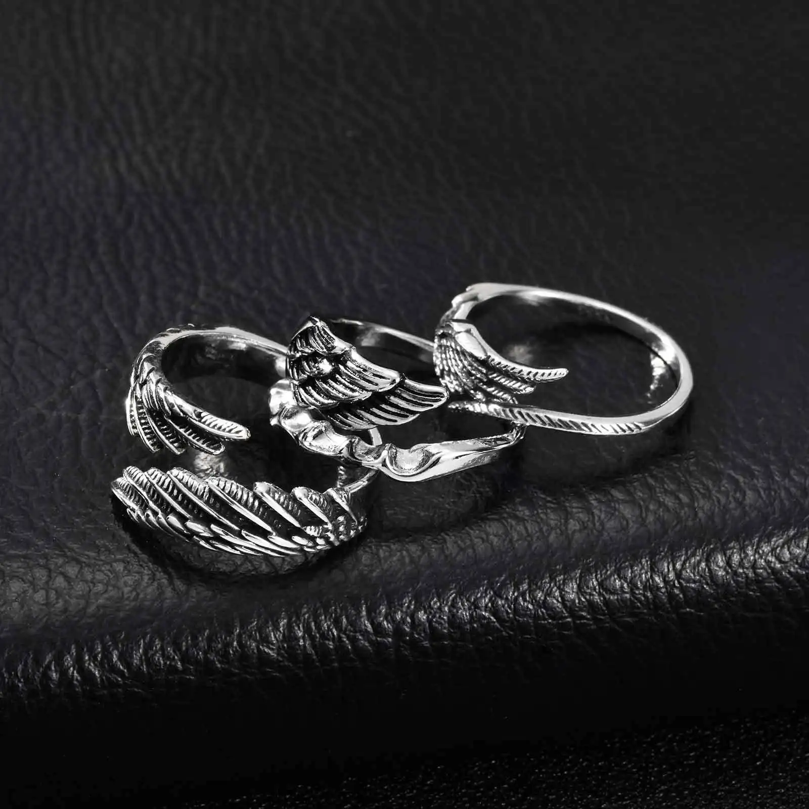 Retro Wings Ring for Men,Gothic Devil Wings Adjustable  Metal Ring,Punk Hip Hop Jewelry Gift