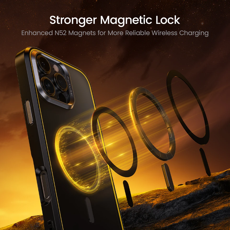 AOHI Custodia Magnetica Per IPhone 16 Pro - Sottile 2mm, Antiurto Grado Militare, MagSafe, Nero Opaco