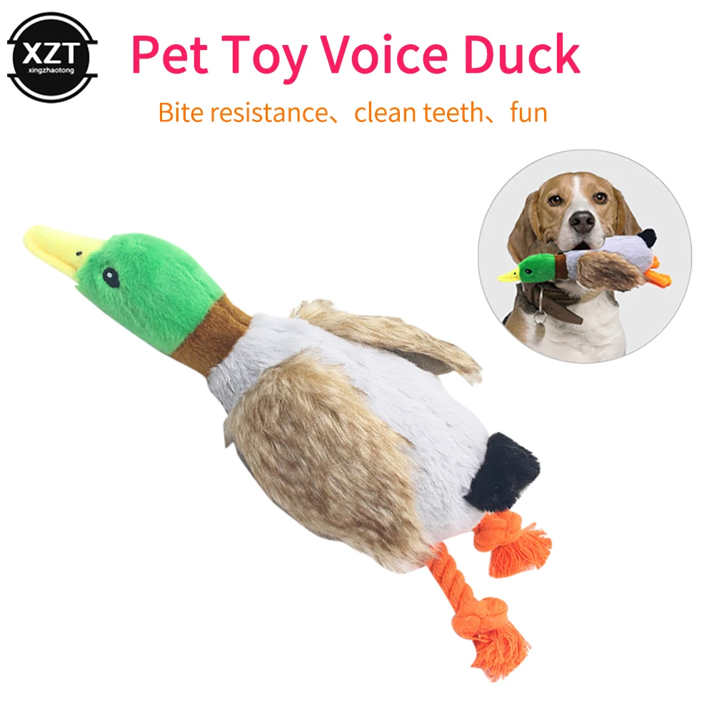 

New 28cm Pet Toy Plush Sound Cute Plush Duck Sound Toy Stuffed Squeaky Animal Squeaker Dog Toy Cleaning Teeth Dog Chew Rope Toys