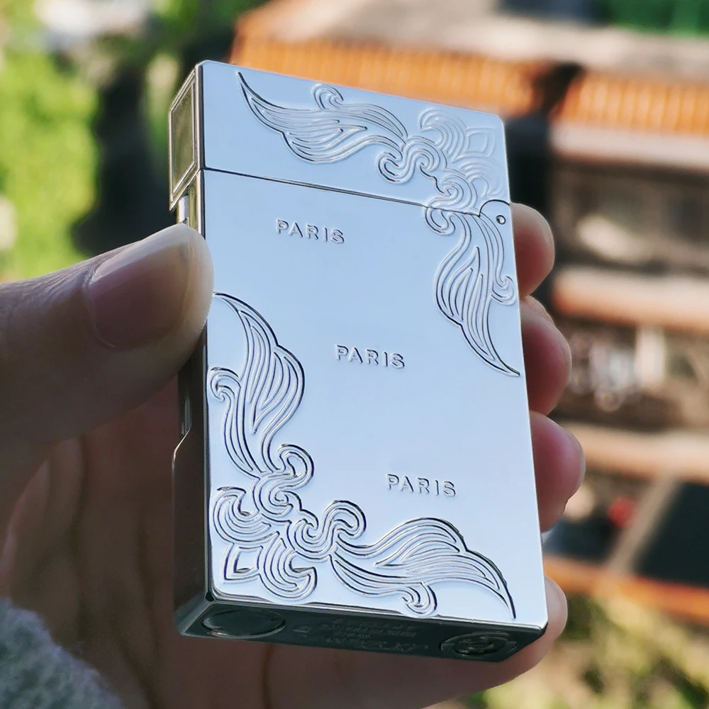 Fantastic Gas Lighters Brass Engraved Blossom Tobacco Smoking Cigarette Gadgrts Men Collections Gifts Rechargeable