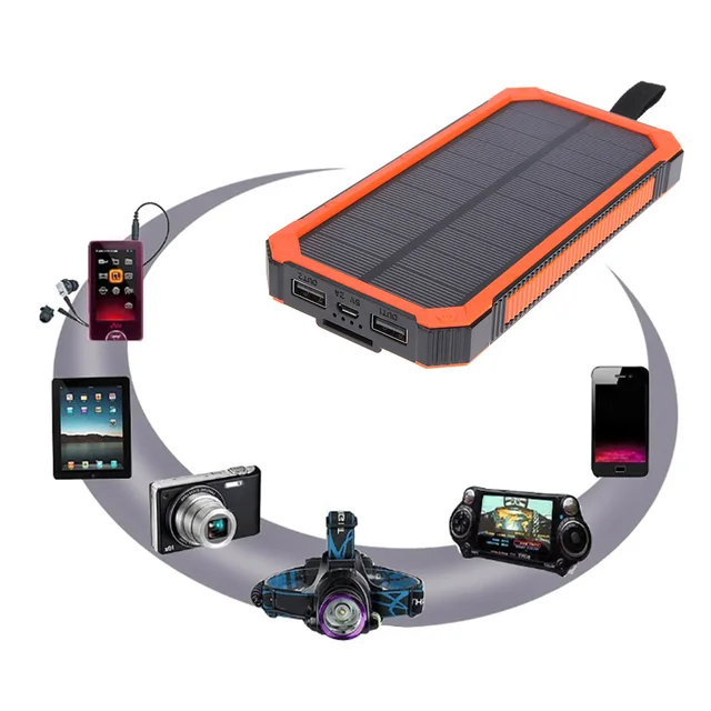 Solar Poverbank Phone For Xiaomi Power Bank Charger Battery Portable Mobile Pover Bank Powerbank 12000mAh Power SupplyFor Iphone 4