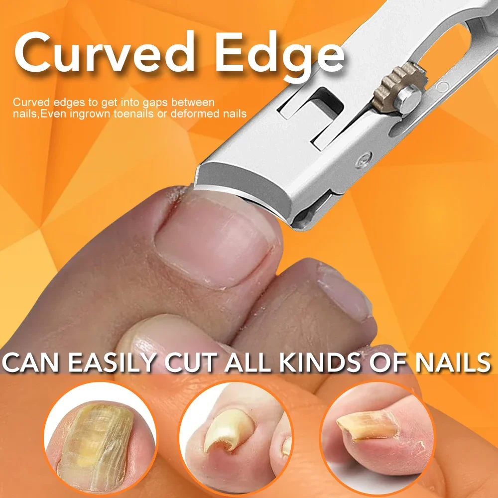 1Pc Stainless Steel Slanted Edge Nail Clipper Splash-Proof Large Opening Nail Clipper Portable Dead Skin Removal Cuticle Trimmer