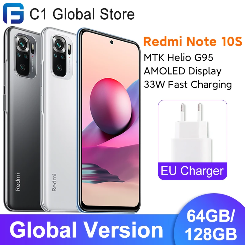 Versione Globale Xiaomi Redmi Note 10S Cellulare 64Gb/128Gb 64Mp Quad Camera 6.43 "Amoled Display 33W Ricarica 5000Mah