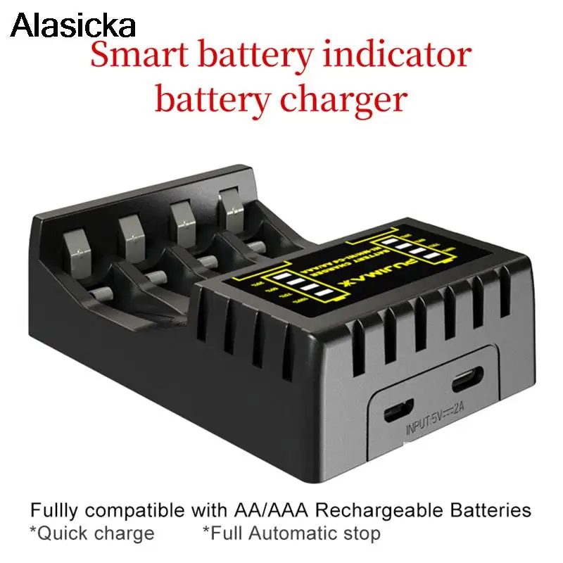 4 Slot Battery Charger With Led Indicator Nimh/nicd Charger For Aaa