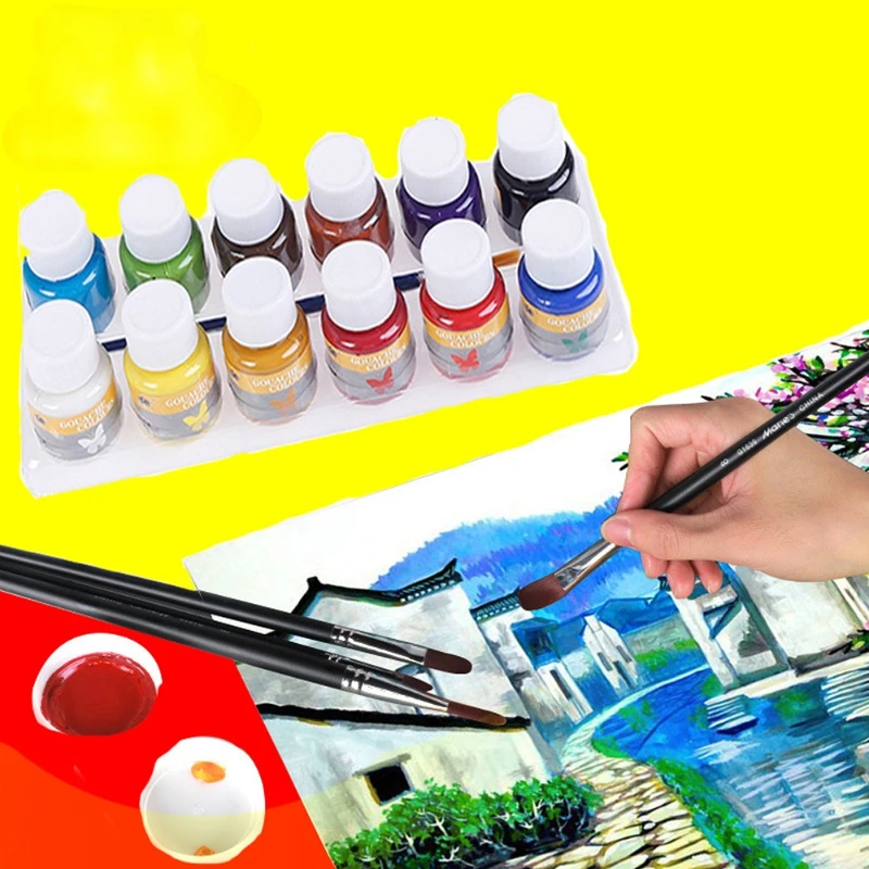 

Набор акриловых красок для гуаши, стеклянный пигмент, доступен для художественных студентов в студии, набор акриловых красок