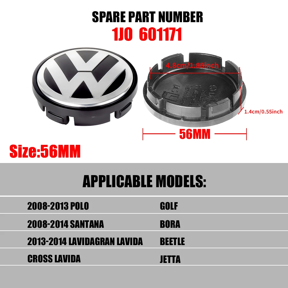 Set of 4 Stylish Car Wheel Center Hub Caps - 56/65/66mm Auto Decor Accessory