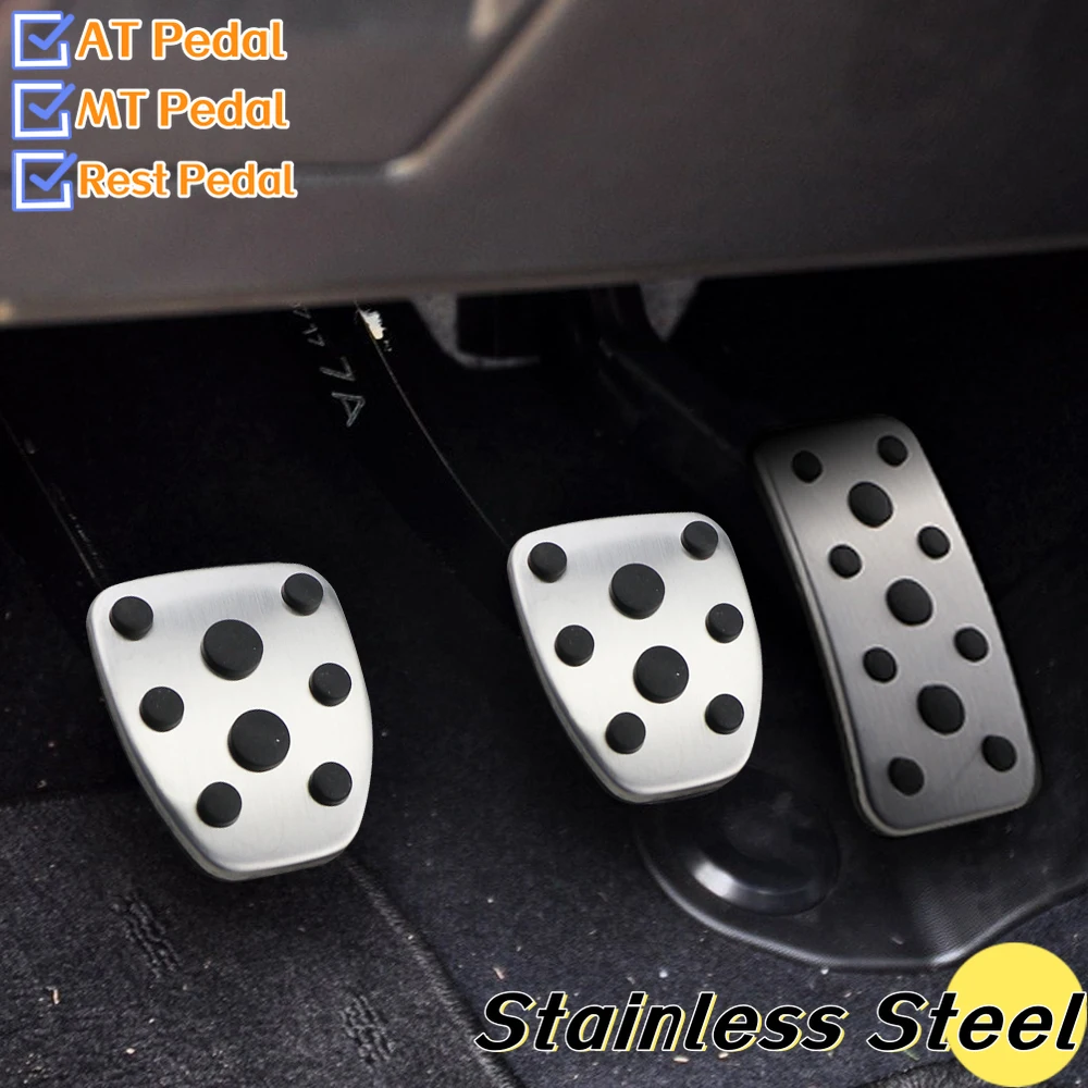 Pedal Cover Stainless Steel Pedal Cover Stainless Steel Auto Pedal Cover for Subaru XV 2012-Forester 2006-Impreza 2006 2015 AT MT Car Pedals