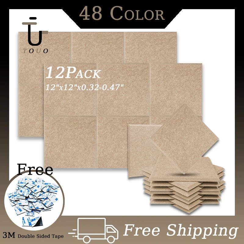 

TOUO Acoustic Insulation Panels Studio Music Acoustic Treatment High Density 12 Pcs Bedroom Soundproofing Panel Home Accessories