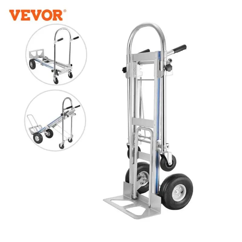 3-in-1 Aluminum Hand Truck Foldable Dolly Cart 1000 lb Capacity 350kg Max Weight for Home Using Industrial Heavy Duty Work VEVOR