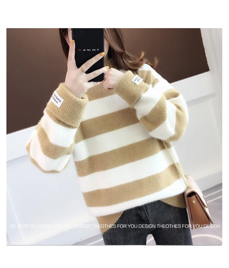 pink sweater 2022 Long Sleeve Women Turtleneck Sweater Autumn Winter Cashmere Thick Warm Oversized Sweater Knitted Jumper Top Pull Femme ladies sweater