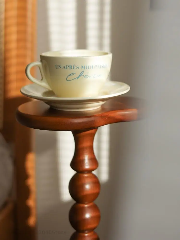 Middle Ancient Solid Wood Small Coffee Table Sofa Side Table Bedside Small Storage Rack Corner