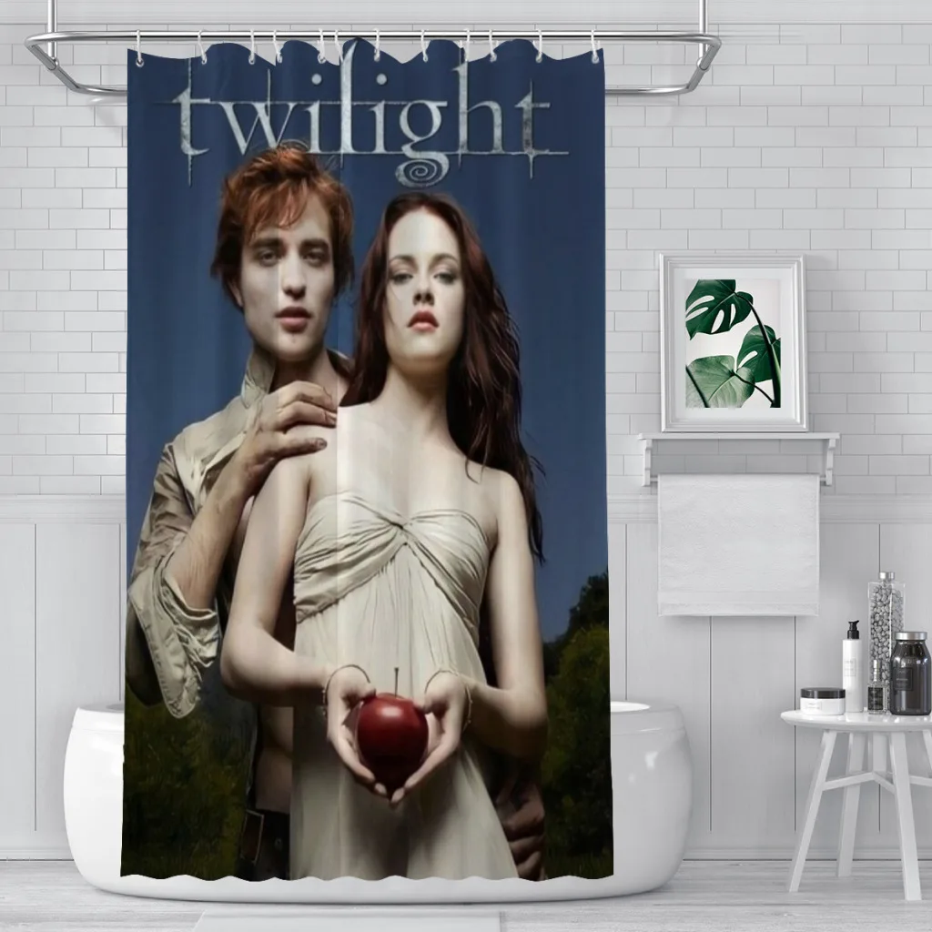 

Twilight Edward Bella Retro Kraft Paper Prints Shower Curtain for Bathroom Aesthetic Room Decoration