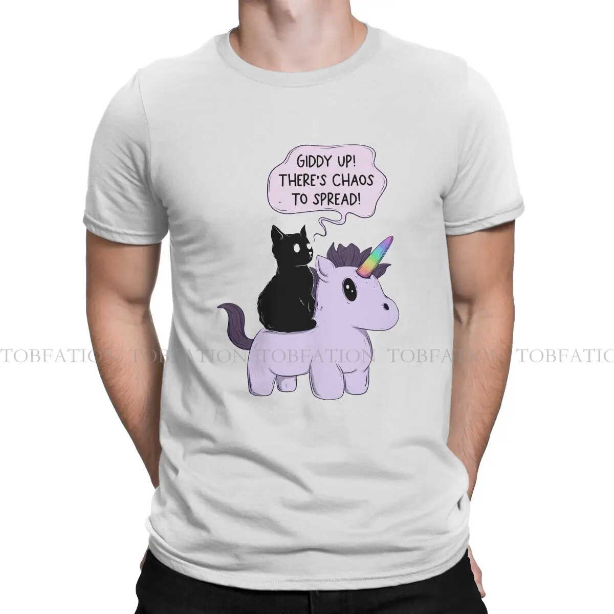 

Giddy Up There Is Chaos To Spread Casual TShirt Unicorn Cute Creative Tops Casual T Shirt Male Short Sleeve Special Gift Idea