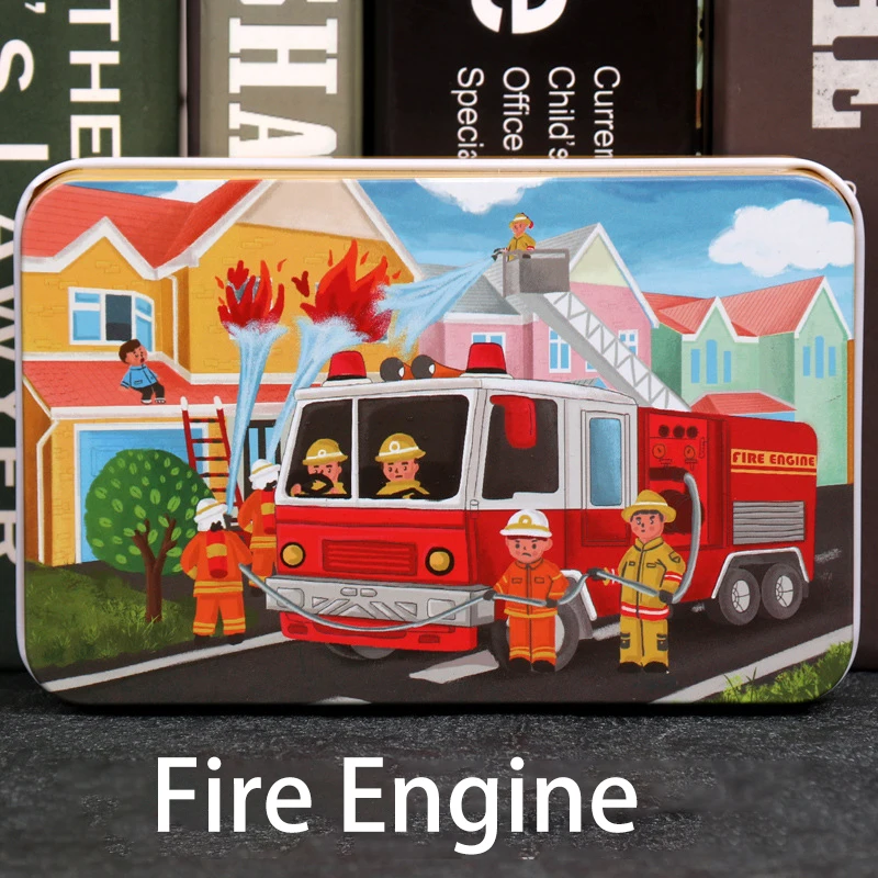 60-Piece Cartoon Puzzle Set with Metal Box - Early Education Animal & Vehicle Theme for Parent-Child Interaction