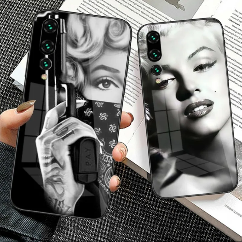 Coque De Téléphone Marilyn Monroe Rebel, Étui En Verre Pour Huawei P50 P40 P30 P20 Pro Mate 40 30 20 Pro Nova 9 8 7 Pc Funda
