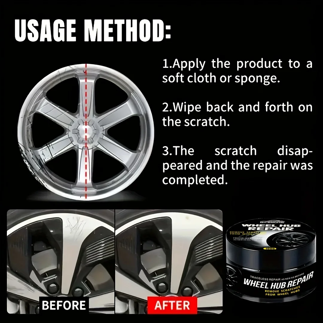 QIFENGHE Wheel Repair Kit-Scratch & Fade Removal with Polishing Paste for Enhanced Car Maintenance Fit wheel repair kit