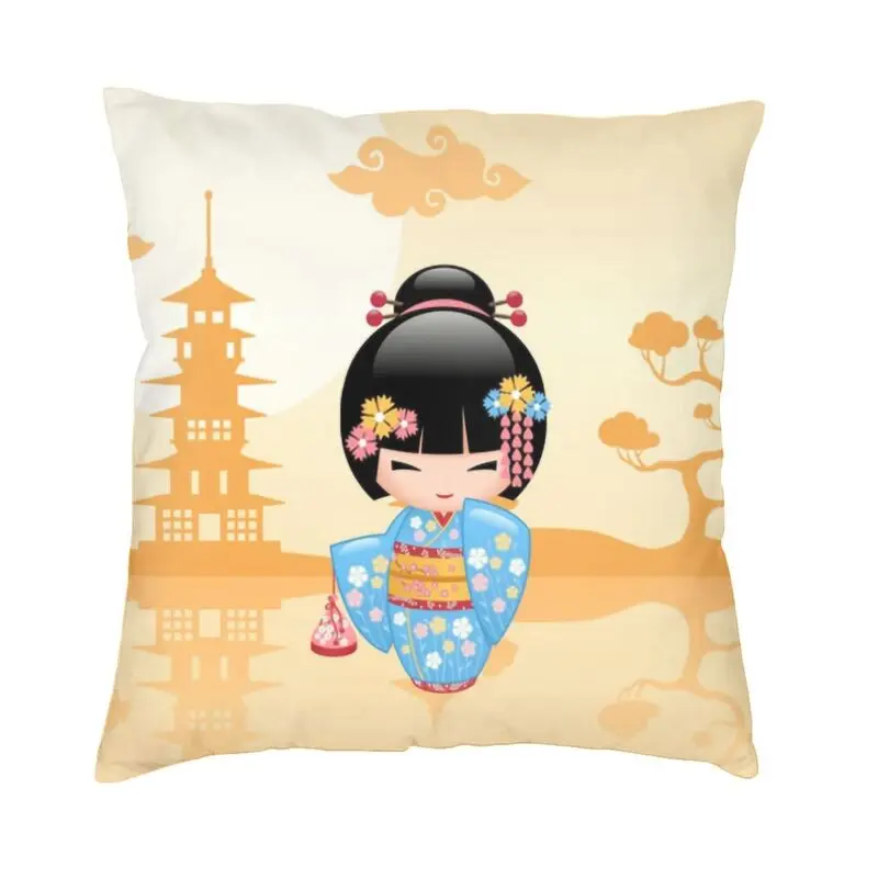 

Luxury Japanese Maiko Kokeshi Doll Sofa Cushion Cover Soft Cute Girly Vector Geisha Pillow Case Home Decor Pillowcase