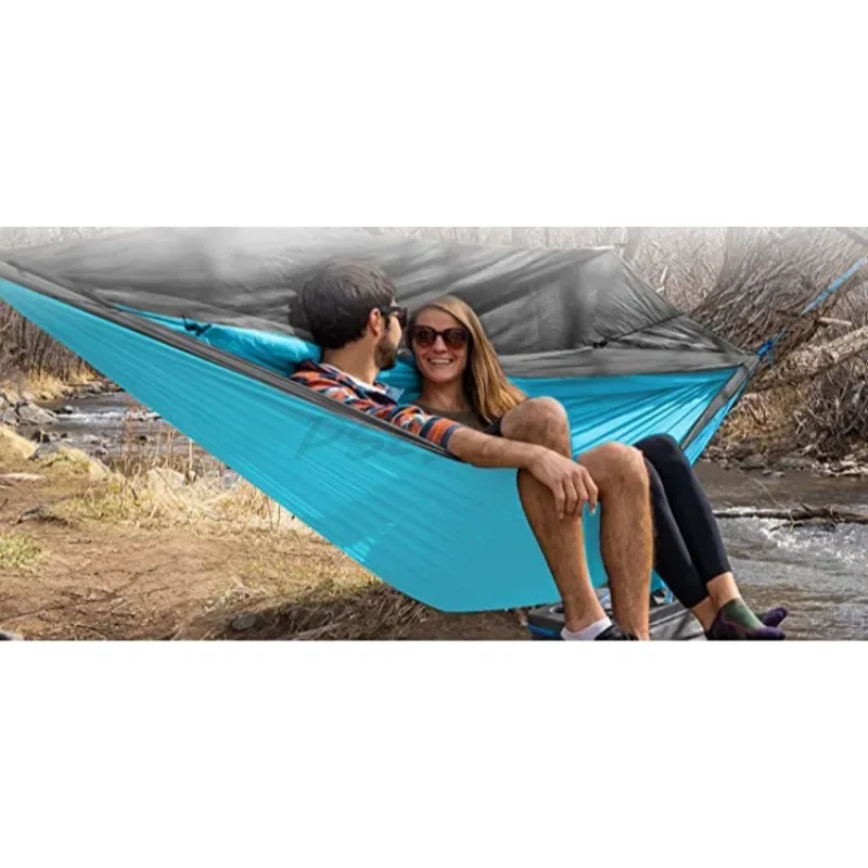 Outdoor Camping Single and Two Person Portable Parachute Cloth Color Matching Hammock 270 * 140cm camping hammock outdoor hammock swing foot hammocks double hammock