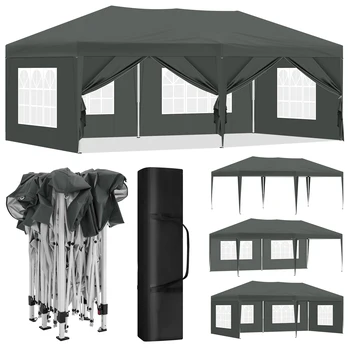 Gazebo pieghevole pop-up Gazebo da giardino Tendone Pergola Tenda da festa impermeabile antivento con protezione UV per giardino, campeggio, spiaggia, barbecue 1