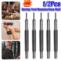 1/2Pcs Spring Tool Hammerless Nail Set Double Head 1/16&3/32inch Spring Loaded Marking Holes Tool Metal Woodwork Drill Bit 1