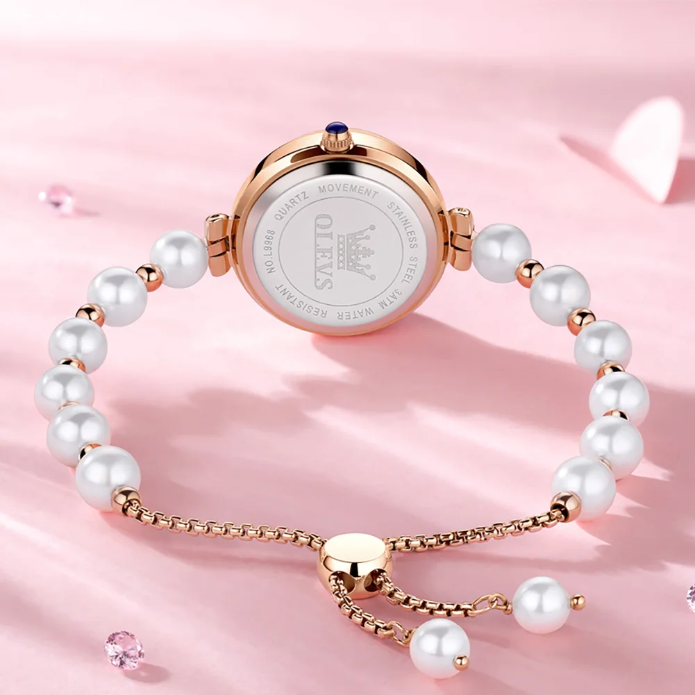 OLEVS Brand Luxury Women Watches Pearl Bracelet Ladies Watch Waterproof Quartz Wristwatch Relogios Femininos Clock Gift