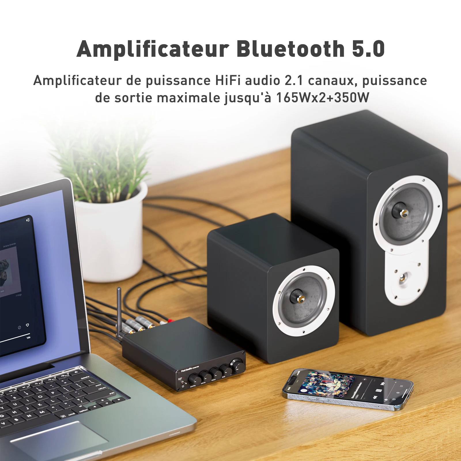 Fosi Audio Amplificateur Audio Bluetooth Amplificateur 2.1 Canaux  Audio Bluetooth  Amplificateur de Puissance Sonore-2023-Aliexpress