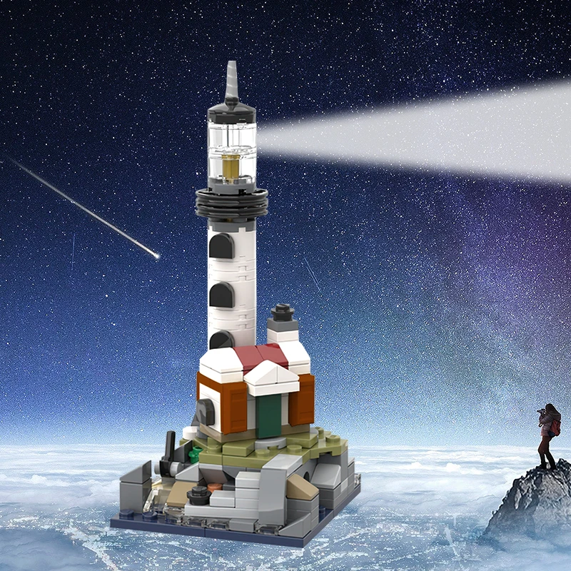 

Gobricks Mini 21335 Lighthouse Assembled Model Building Block Bricks Kit Medieval Street View Lighthouse Temple Bricks Kid Toys
