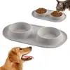 Dog Bowls With Mat Food Feeding Pet Bowl Dog Water Bowls Portable Foldable Dual Feeder Bowl For Small Medium Size Dogs Cats 1