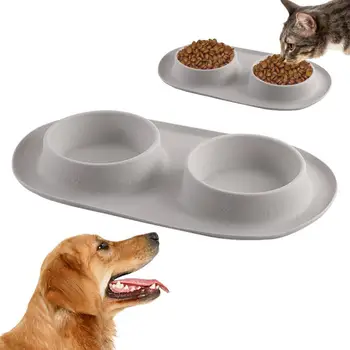 Dog Bowls With Mat Food Feeding Pet Bowl Dog Water Bowls Portable Foldable Dual Feeder Bowl For Small Medium Size Dogs Cats 1
